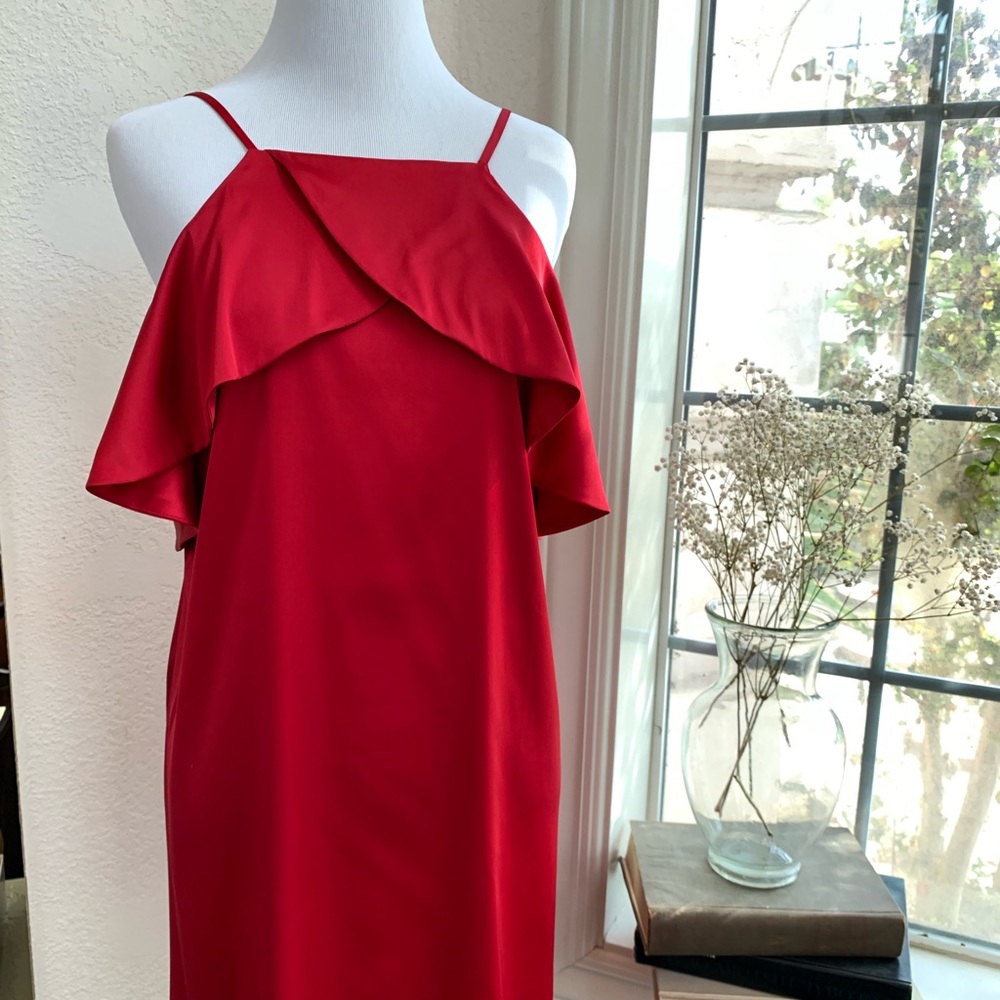 Lulus Spice Dark Red Satin Dress Spaghetti Strap